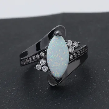 2017 fierbinte opal inel negru pistol placat pentru femei, cadou de nunta bijuterii de moda dimensiunea de 6-8 inele bijuterii alb opal