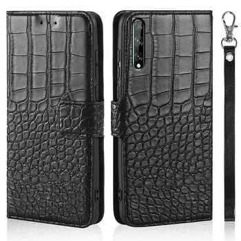 Cazul în care telefonul pentru Huawei Enjoy10S AQM-LX1 Caz Portofel Textura de Crocodil Piele de Design de Carte de Telefon Coque Capa Cu Curea Titularii