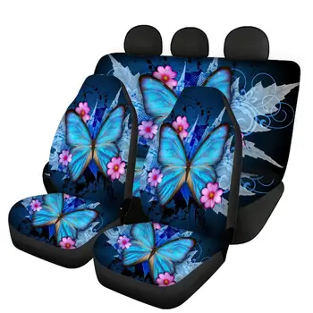 INSTANTARTS Flori de Hibiscus Polinezia Imprimare Confortabil Fata si Spate Scaun Auto Acoperi Set de 4 Vehicul cu Huse Anti-Alunecare Fierbinte
