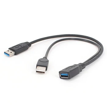 Cablu USB 3.0 Dual Taxa de Putere Cabluri Y Adaptor de sex Masculin La Feminin cablu Cablu de 30CM de Înaltă Calitate