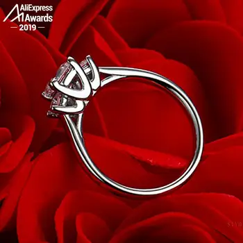 5.5 mm S925 Bijuterii Fine din argint inel de Laborator-a creat diamant Carate 4Cs propunere nunta de vis