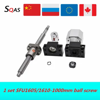 Ue depozit ball screw kit SFU1605 1000mm șurub cu bile end prelucrate cu BK12 BF12 +piulița +piuliță suport+de cuplare pentru cnc parte