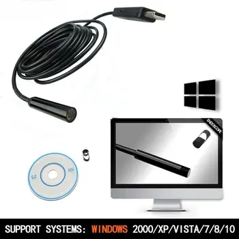 Endoscop USB Mini Borescope 6 rezistent la apa Led-uri Reglabile Snake Camera de Inspecție pentru Calculator PC Fereastra 2m Cablu