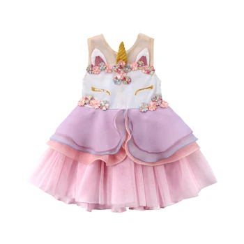 2018 Copii Drăguț Copil Fete Dress Șifon domnisoara de Onoare Petrecere Princess Girl Dress fără Mâneci Rochie de Vara din Dantela Tul Costum 0-6Y