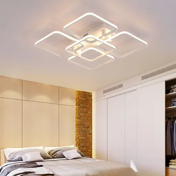 Creative Pătrat de Aluminiu, Acrilice LED Lumina Plafon camera de zi dormitor den birou lampă de tavan RC estompat de iluminat 90-240V