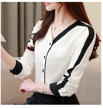 Șifon tricou tricou femei lungă cu mâneci primăvară 2021 nou slim bottom tricou versiunea coreeană de dimensiuni mari V-neck top