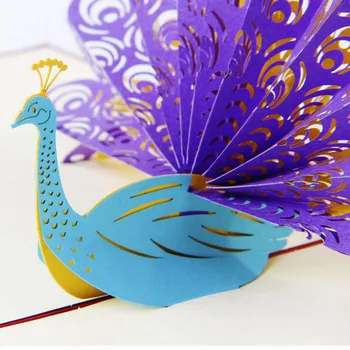 Creative Pliere Hârtie 3D Sculptura Meserii Peacock Design de Cadouri de Ziua de nastere Felicitare 10buc Transport Gratuit