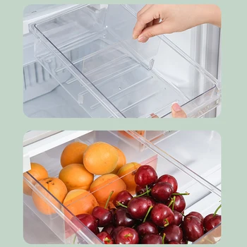 Plastic Clar Frigider Sertar Coș De Bucătărie Alimente Fructe Cutie De Depozitare Organizator