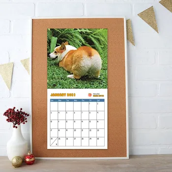 2021 An De Zi Cu Zi Corgi Mucuri De Câine Amuzant Calendarul Agățat Hârtie Groasă Calendare De Perete Organizator Decor Acasă Decorare Dormitor Cadou