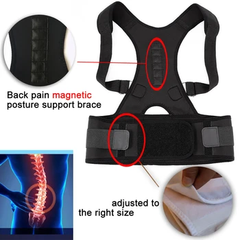 Femei Bărbați Umăr În Spate Suport Lombar Centura Postura Bretele Spate Corector De Postura Umăr Turmalina Terapia Magnetică Plus Dimensiune