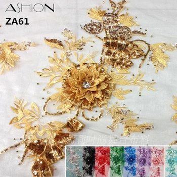 26*43cm multi-culoare opțional Cristal de diamant paiete plasă de dantelă costume de Dans broderie floare 3D patch aplicatiile de dantela ZA61