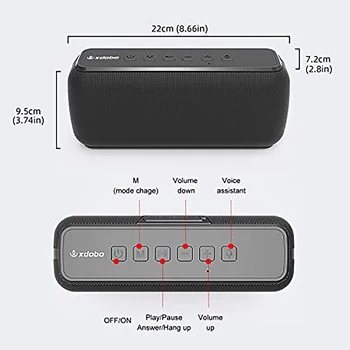 X8 60W Portabil Bluetooth Boxe cu Subwoofer Wireless, rezistent la apa Ipx5 15H Timp de Joc Asistent Voce Extra Bass