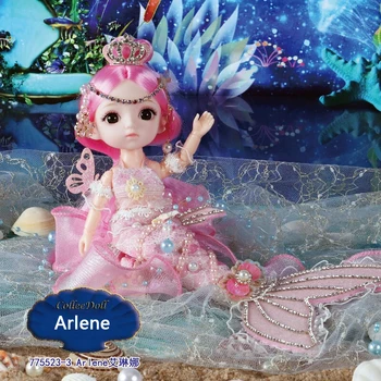 Noi 1/12 16cm Printesa Sirenă Figura Model de Papusa Set Complet Cu Tiara Coroana Frumoase Papusi Fairy Acțiune Jucărie Pentru Fete Cadouri