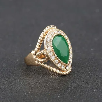 Nou Nunta De Moda Inel De Aur De Culoare Verde Piatra Cadou Cristal India Bijuterii En-Gros