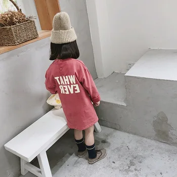 Primavara Toamna Bluza Fete Copii Copii Timp De Tricouri Imprimate Cu Litere De Bumbac O-Gat Fete Topuri Teuri Stil Japonez