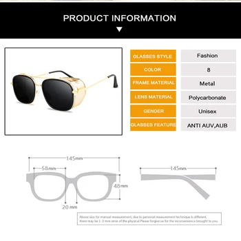 2020 Moda Retro Steampunk ochelari de Soare Rotund Designer Steam Punk Metal Scuturi ochelari de Soare Barbati Femei UV400 Gafas de Sol
