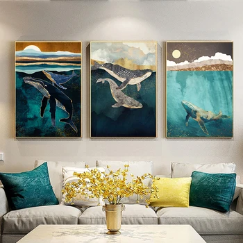 Nordic Abstract balena Peisaj de Munte Panza Pictura Perete Printuri de Arta Decor Acasă Poster de Perete Decor Pentru Camera de zi