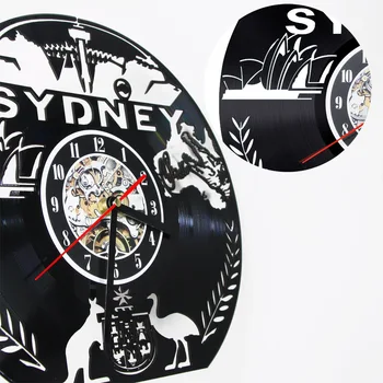 Australian Ceas Sydney Vinil Ceas de Perete Sydney Orizont Arta Ceas de Iluminat cu LED Ceas Turistice Cadou