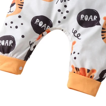 Copil Nou-Născut Băieți Fete Salopeta Seturi Tiger Print Cu Maneci Lungi Salopetă De Ansamblu Hat Toddler Haine Pentru Copii Costume Seturi