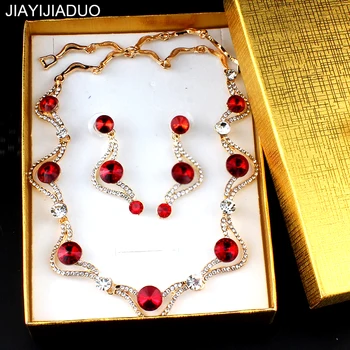 Jiayijiaduo Nunta Bijuterii Set Frumos ambalate în cutie de cadou pentru femei cadouri Cristal colier cercei set dropshipping noi