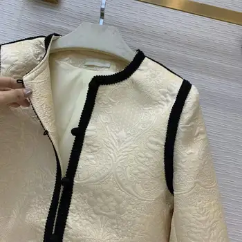 VERDEJULIAY Pistă de Moda Toamna Iarna Haina de Înaltă Calitate Tthnic Stand Guler de Sacou 3D Flori Outweater Epocă Sacou Haina