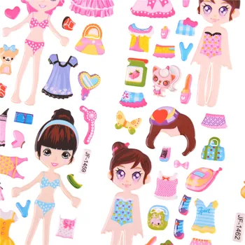 5 Foi de Copii Minunat Rochie de Până Autocolante de Desene animate Frumusete Dress Up Fetita Iubește PVC Autocolante Pentru Fete Jucarii si Cadouri Jucării Clasice