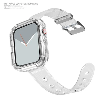 Caz+ Curea Silicon Pentru Apple Watch Serie SE 6 5 4 3 2 1 Transparente Sports Band Pentru iwatch Bratara 44mm 40mm 42mm 38mm Curea