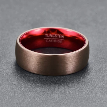 8mm Carbură de Tungsten Inel Placat cu Maro Roșu Dom Tungsten Inel de Logodna Marci de Nunta Mens Inele de Confort se Potrivesc T101R