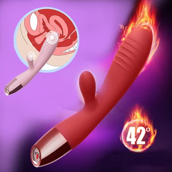 Wowyes Încălzire vibrator Dublu Cap vibrator Masaj Clitoris & G Spot masturbari adult Jucarii Sexuale pentru femei pentru cupluri sex-shop