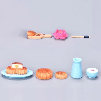 Casă de păpuși Accesorii in Miniatura Mid-Toamnă Festivalul de Tort Luna Bucătărie Lotus Mini Decor Miniaturi DIY Ornament Decor Acasă