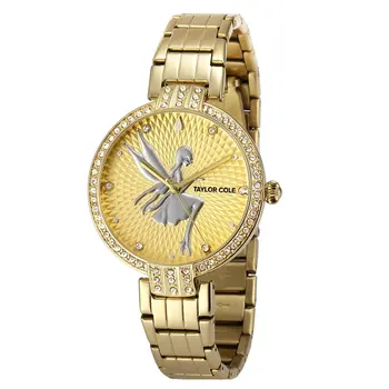 Taylor Cole Horloges Vrouwen de Lux Cristal de Aur Cazul Doamnă Subțire de Cuarț Banda din Oțel Brățară Ceas Femei Ceas Cutie-Cadou / TC091