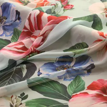 Mare de flori imprimate moale subțire sifon pânză tesatura de eșarfă pantaloni rochie pentru femei haine DIY mozaic material de ț ua metri