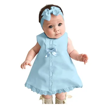 Fete Rochie Baby Girl Haine Rochie Copil Nou-născut Fată fără Mâneci Maxi Casual Arc Rochie+Headband Set tinuta Vestido платье