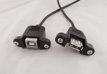 10buc Negru USB 2.0, O Femeie A B de sex Feminin Soclu de Montare pe Panou Fix Șurub Cablu de Extensie 50cm pentru Imprimanta
