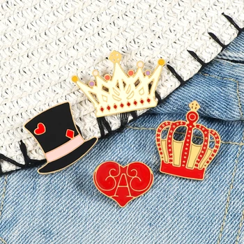 Desene Animate Coroana Magic Hat Inima Broșă Pin Poker Banner Insigna Pentru Femei, Bărbați Jachete Din Denim Cămașă Rever Email Ace De Creatie Bijuterii