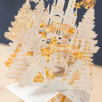 Felicitare de craciun Festivalul de Card de Anul Nou Vacanta de Iarna Felicitari cu Plicuri castelul de Aur