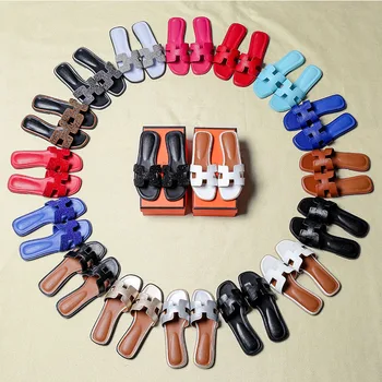 Vara Papuci de casă 2021 Femei Pantofi de Înaltă Calitate din Piele PU Deget de la picior Pătrat Doamnelor Slide-uri in Afara de Femei Papuci de Apartamente Sandals34-43