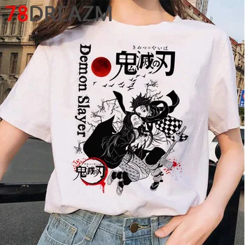 Demon Slayer Kimetsu Nu Yaiba tricou femei japoneze grafic tricouri femei imprimare tricou alb estetic haine tricou vintage
