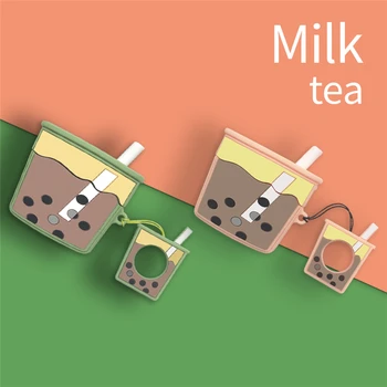 Moda Drăguț Pearl Lapte Ceai Cupa Moale Din Silicon Capac De Protecție La Șocuri Caz Piele Pentru Airpods Pro Încărcare Cutie Pentru Airpods 3