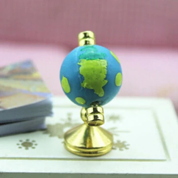 Casă De Păpuși De Rulare Glob Cu Stand 1:12 Miniatură Casă De Păpuși De Studiu, Living, Dormitor, Sala De Lectură Mobilier Accesoriu
