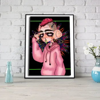 Lil Peep Plânge Copilul Poster Haine Roz benzi Desenate, Picturi pe Panza de Artă Modernă Decorative de Perete de Poze Decor Acasă