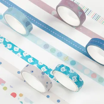 Culoare de bază Seria 4 Roll Cutie Washi Tape Set de Desene animate pline de culoare de Mână Cont DIY Autocolante Decorative Aleatoare 8 Bandă de Hârtie B95B