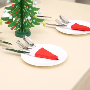 2020 Crăciun Decor tacamuri Geanta Mini Capace de Crăciun cuțit, furculiță, Lingură Titularul de Anul Nou Decor Acasă Mică pălărie de Crăciun