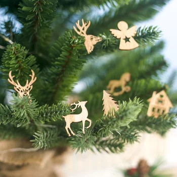 100BUC DIY Neterminate din Lemn Decupaj Decor de Crăciun Ornamente Ornamente Art Craft