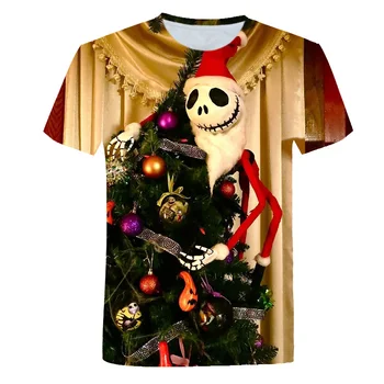De Groază 3D Skull pentru Copii T-Shirt 2020 Nou Sălbatic Crăciun Fericit Băiat și Fată t Shirt O-Gât Distractiv pentru Copii Slim Topuri