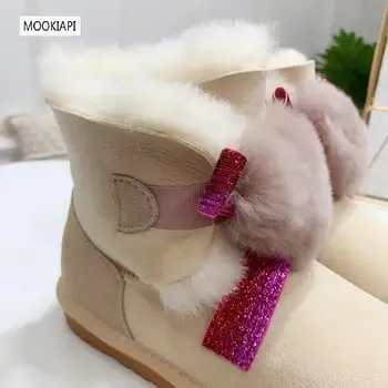 2019 China brand de pantofi pentru femei, real, piele de oaie, lână naturală, de înaltă calitate dantela pentru femei cizme de zăpadă, livrare gratuita