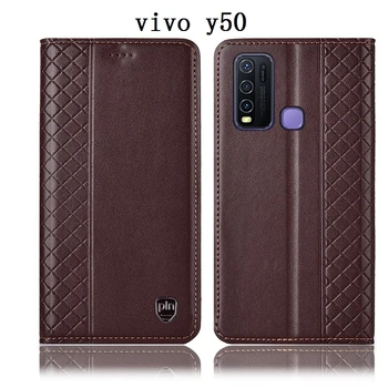 Piele naturala toc capac slot pentru card holder pentru ViVO Y9S/ViVO Y7S Telefon Caz Pentru ViVO Y5S/ViVO Y50 flip cover coques