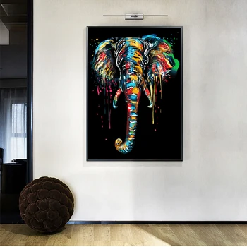 Rezumat Elefant Colorat Panza Picturi Pe Perete Postere de Arta Si Imprimeuri Nordice Art Animale Panza Imaginile Pentru Camera Copii