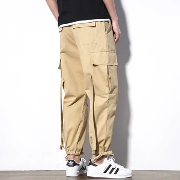 2021 Stil Occidental Bărbați Joggeri Hip Hop Harem Streetwear Pantaloni Panglici Solid Broderie Pantaloni Casual, De Sex Masculin Pantaloni Elastic