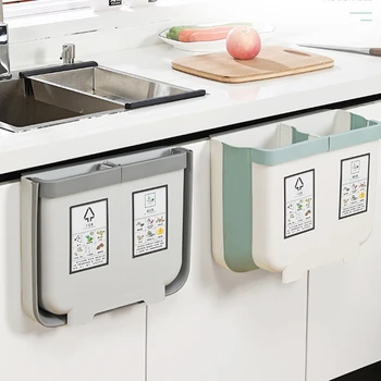 Multifuncțional Pliabil Bucătărie Agățat de Gunoi de Perete din Plastic Montat Gunoi 2 coș de Gunoi pentru Bucatarie Usa de Dulap Dormitor